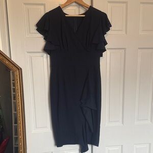Elegant Blue Ruffle Sleeve Dress Size Large